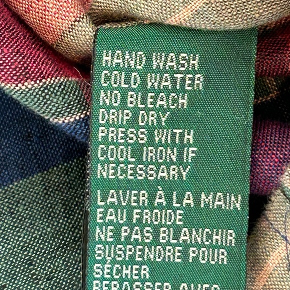 POLO  RALPH  LAUREN~ Plaid Linen Button-Up Shirt~ PETITE M - Picture 12 of 12